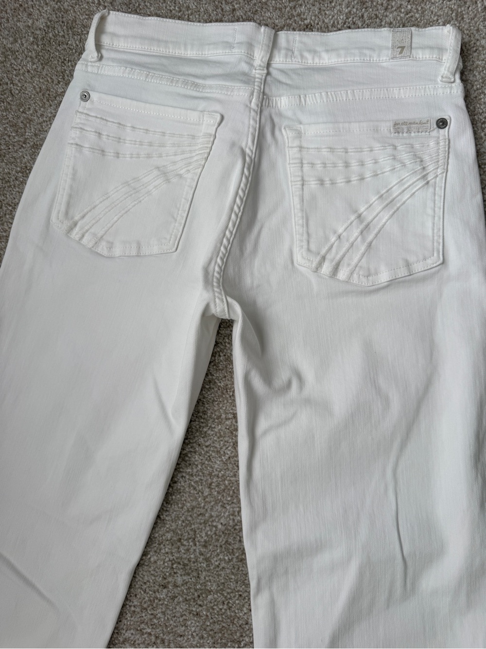 7 For All Mankind White High-Rise Wide-Leg Jeans — Flared Silhouette - Picture 5 of 7